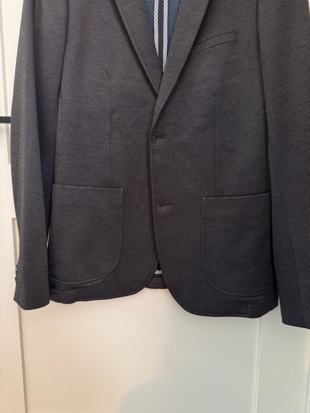 Men's Brown/Blue Knit Blazer - Classic Tailored Style - Picture 3 of 13